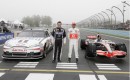 Tony Stewart and Lewis Hamilton swap cars at Watkins Glen, 2011