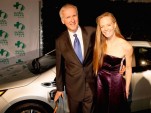 James Cameron, Suzy Amis with 2011 Chevy Volt at Global Green Pre-Oscar Party, Feb 2011