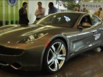 2011 Fisker Karma plug-in sports sedan at Fisker Santa Monica, July 2010, from WebRidesTV