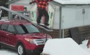 2011 Ford Explorer used as a snowboard rail
