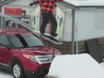 2011 Ford Explorer used as a snowboard rail