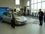 John Duncan takes delivery of one of the first 2011 Nissan LEAF EVs, near Portland OR, 12/15/2010