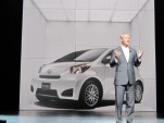2011 Scion iQ at 2010 New York Auto Show, with Scion's Jack Hollis