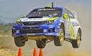 2011 Subaru Rally Team race car at speed