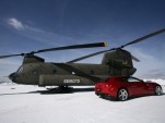 2012 Ferrari FF airlifted to the top of Plan De Corones