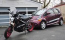 2012 Zero S electric motorcycle and 2012 Mitsubishi i-MiEV electric car [photo: Ben Rich]