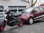 2012 Zero S electric motorcycle and 2012 Mitsubishi i-MiEV electric car [photo: Ben Rich]