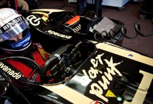 2013 Lotus F1 car with the Daft Punk logo