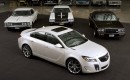 A 2012 Buick Regal GS in front of a 1963 Riviera, 1970 GSX and 1987 GNX
