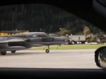 A 2014 Nissan GT-R races a Hawker Hunter fighter jet