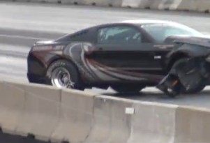 A crashed 2013 Ford Mustang Cobra Jet