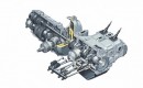 A cutaway view of Subaru's boxer engine