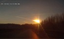 A meteorite streaks across the sky near Chelyabinsk, in the Russian Urals