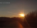 A meteorite streaks across the sky near Chelyabinsk, in the Russian Urals