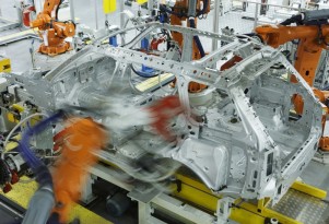 A new Range Rover under construction at Jaguar Land Rover's Solihull plant