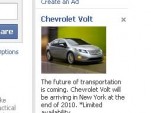 Ad for 2011 Chevrolet Volt running on Facebook, July 1, 2010