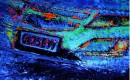 Artist Ian Cook's fluorescent Chevy Volt painting. Image: popbangcolour on flickr