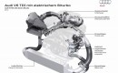 Audi engine with conventional turbocharger and electric compressor