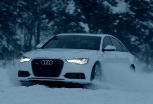 Audi's A6 quattro plays in the snow.