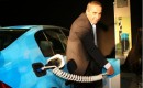Better Place Israel CEO Moshe Kaplinsky displays the first electric parking lot in Israel.