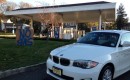 BMW ActiveE electric car at closed NJ gas station after Hurricane Sandy [photo: Tom Moloughney]