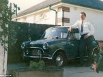 Brian Smith with his 1966 Mini Cooper in 1970. Image via Daily Mail. 