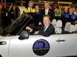 British Prime Minister David Cameron driving the two-millionth MINI produced. Image: MINI