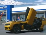 Bumblebee does a burnout in Chevy's Super Bowl XLV ad