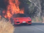 Burning Ferrari 360 Modena owned by Valencia soccer player Ever Banega 