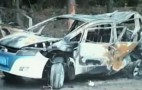 BYD e6 Electric Taxi Burns After 112-MPH Drunk Supercar Driver Crash