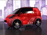Catecar Swiss green high-tech urban vehicle rendering, Jan 2012
