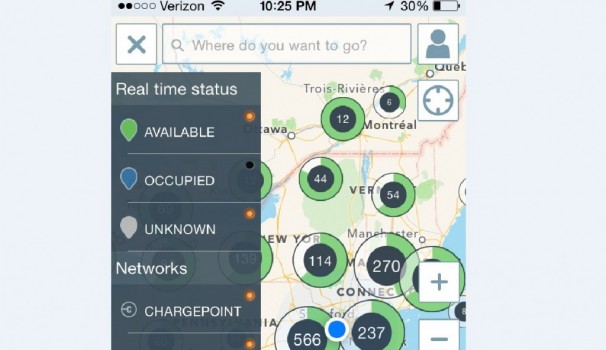 ChargePoint smartphone app for locating electric-car charging stations, Aug 2014