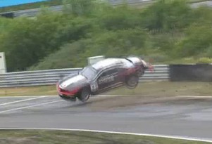 Chevrolet Camaro GT4 race car crashes in 2011 Dutch Supercar Challenge