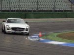 Chris Harris demonstrates oversteer in the Mercedes-Benz SLS AMG GT