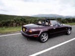 Chris Harris, sans disguise, driving an MX-5