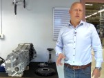 Christian Von Koenigsegg with the Agera R's transaxle