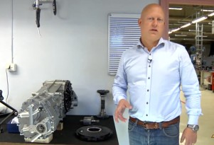 Christian Von Koenigsegg with the Agera R's transaxle