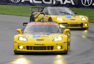 Corvette Racing's C6.R in the rain at MId-Ohio Sports Car Course Photo: Anne Proffit