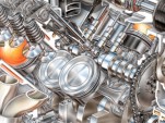 Cutaway drawing showing the pistons of GM's LS9 engine
