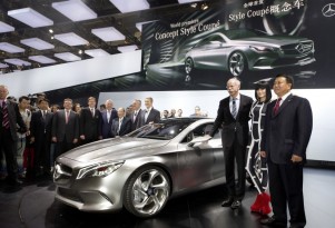 Daimler CEO Dieter Zetsche with the Mercedes-Benz Concept Style Coupe in China