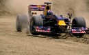 David Coulthard plays in the Texas dirt. Image: Red Bull