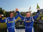 David Higgins and Craig Drew celebrate the 2012 Rally America Championship - image Lars Gange 