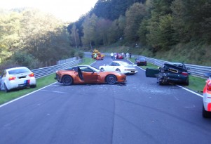 Eight cars, including the BMW M3 Ring Taxi, crash on the Nurburgring