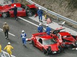 Eight Ferraris crash in expensive pile-up in Japan