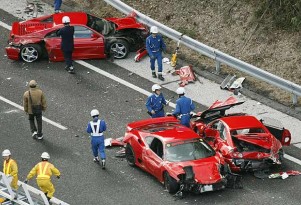 Eight Ferraris crash in expensive pile-up in Japan
