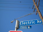 Electric Avenue street sign, Venice, CA, by Flickr user brookewill