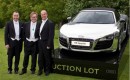Elton John with friends and the chrome Audi R8 Spyder