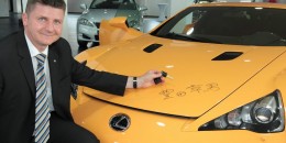 Eric Weinberger and his Lexus LFA Nürburgring Edition signed by Akio Toyoda