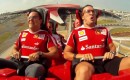 Felipe Massa and Fernando Alonso on the Formula Rossa roller coaster