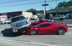 Ferrari 458 Italia gets run over by Ford F-150 pickup